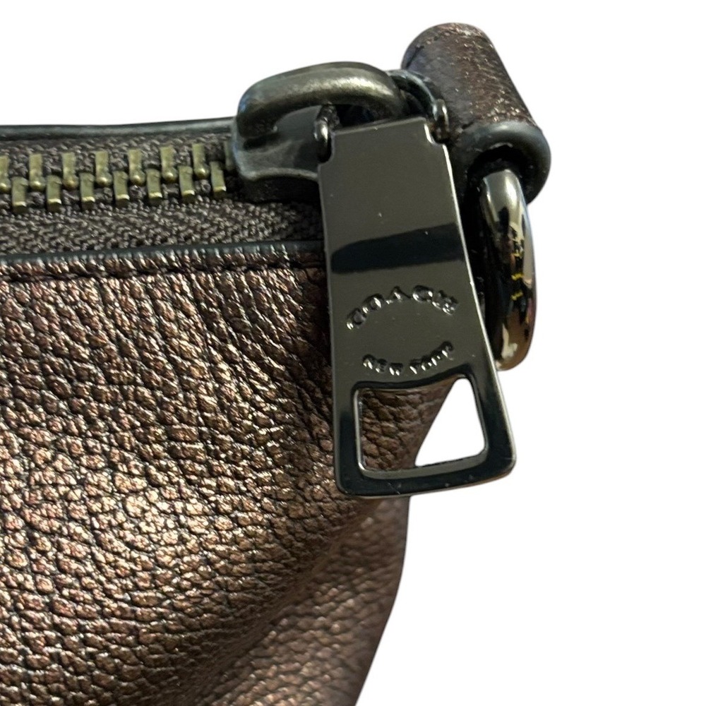 Coach Primrose Satchel Tote Bronze Metallic Pebbled Leather Gunmetal Hardware - Picture 9 of 16